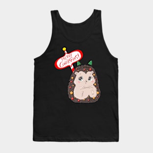 Merry Christmas 2022 with a Cute and Fluffy Hedgehog Tank Top